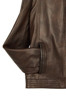 Oscar Male Brown Zippered Leather Jacket | Derimod
