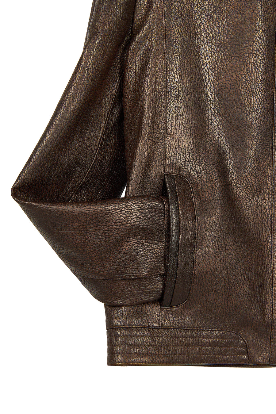 Oscar Male Brown Zippered Leather Jacket