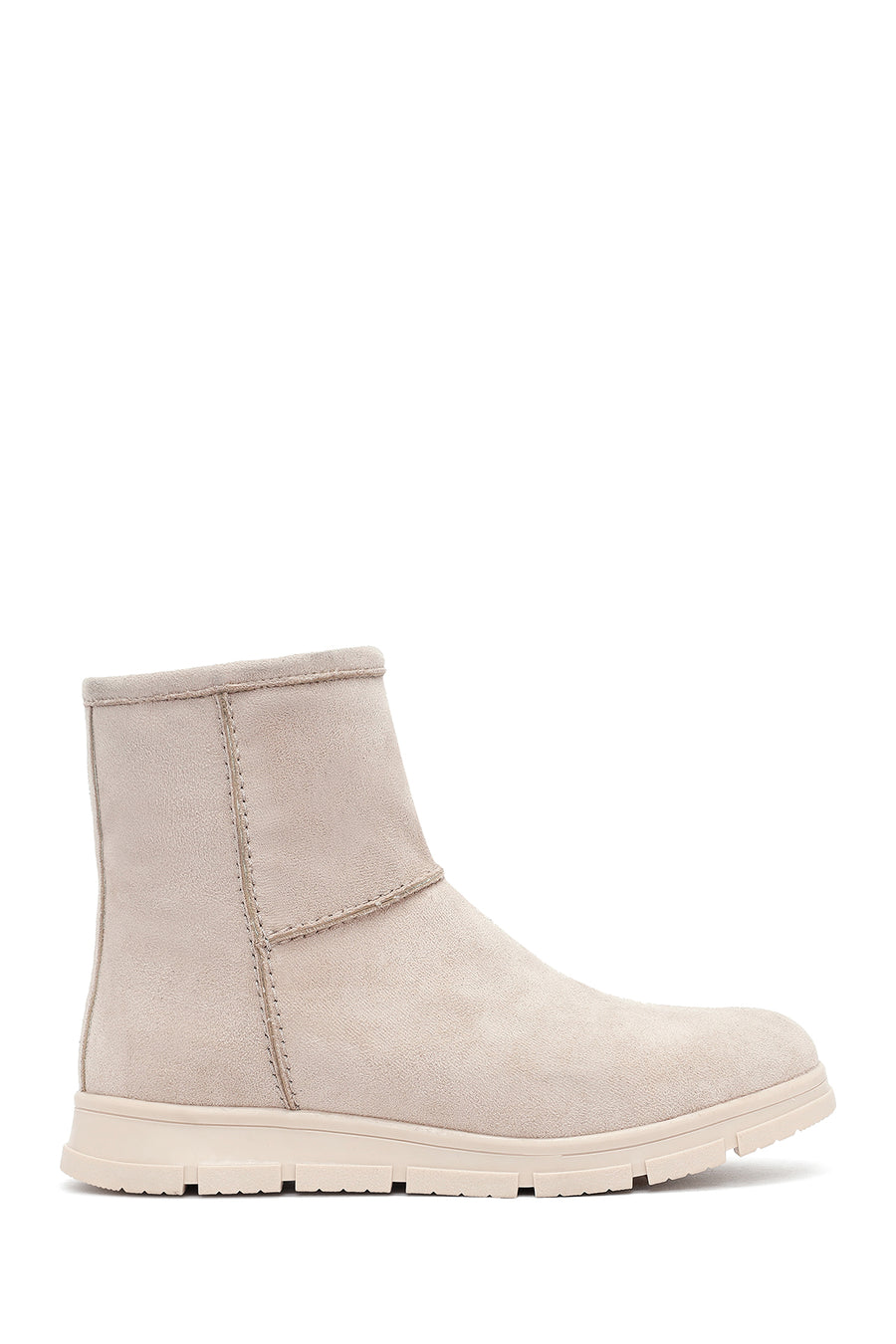 Women's Beige Zippered Suede Teddy Boot 25WFE250910 | Derimod