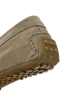 Men's Khaki Suede Leather Loafer | Derimod
