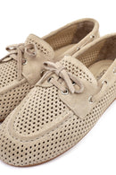 Women's Beige Suede Leather Loafer | Derimod