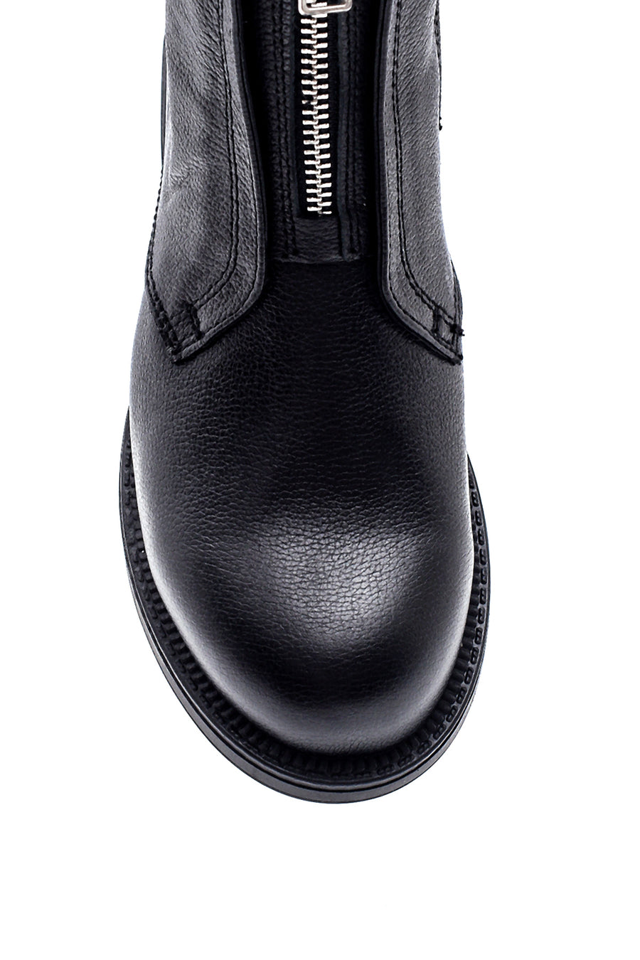 Women's Leather Zipper Detailed Boots