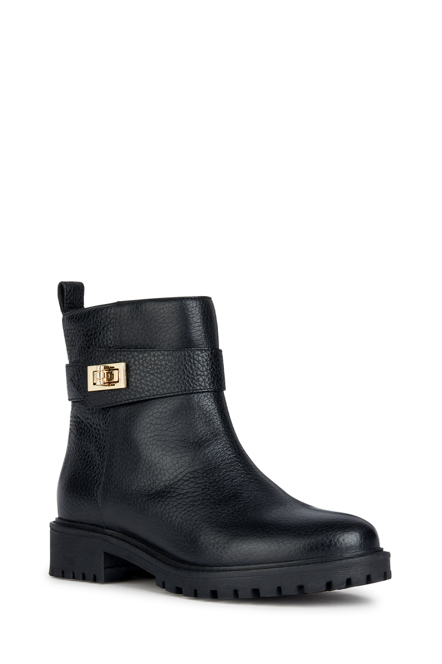 Geox Women's Black Hoara Leather Buckle Boots