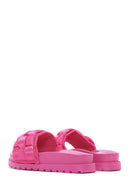 Women's Pink Thick-Soled Knitted Patterned Slippers | Derimod