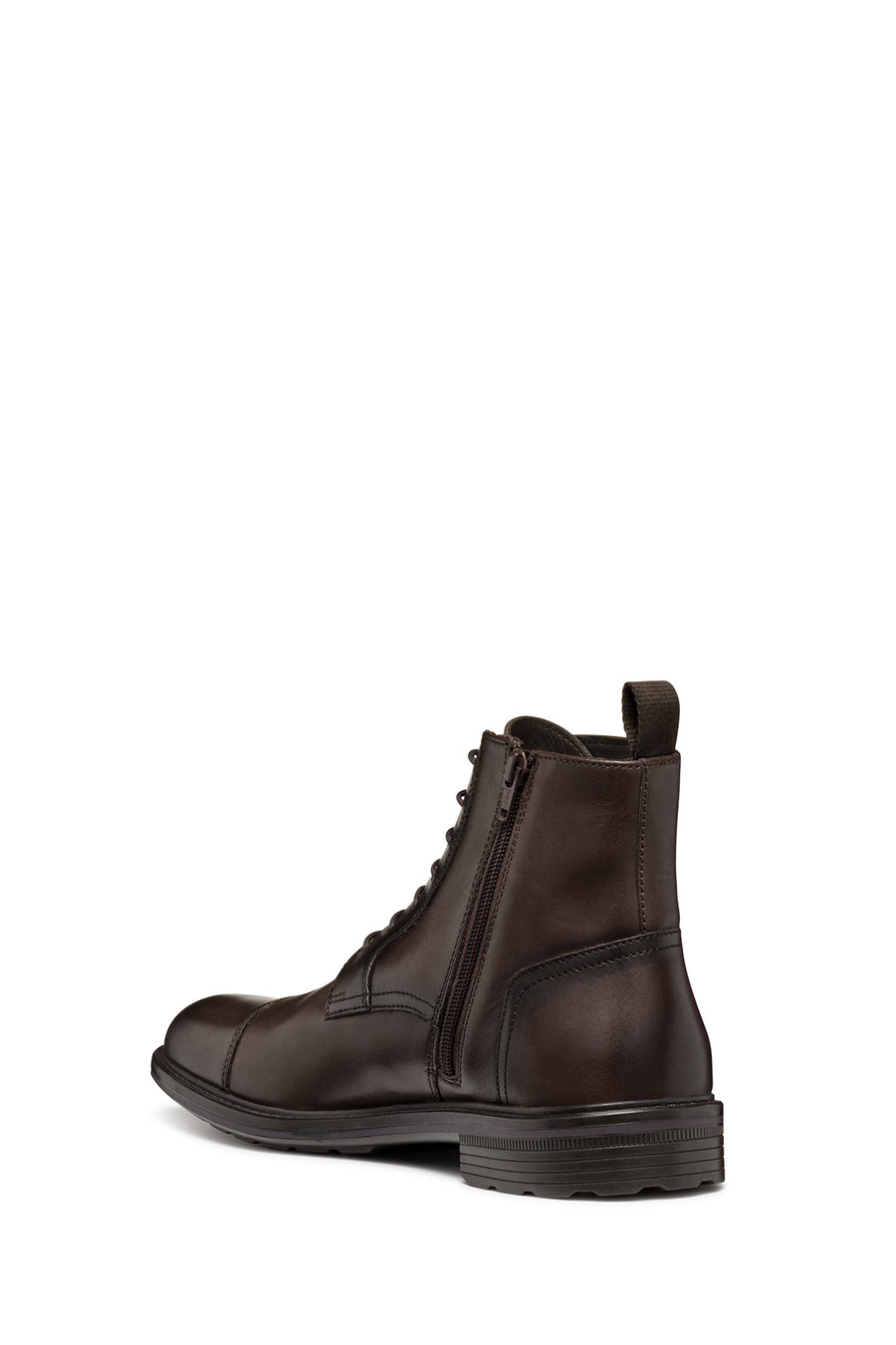 Geox Men's Brown Walk Pleasure Lace-Up Leather Combat Boots