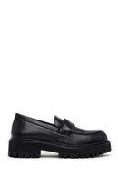 Woman Black Thick-Soled Leather Masculine Loafer | Derimod