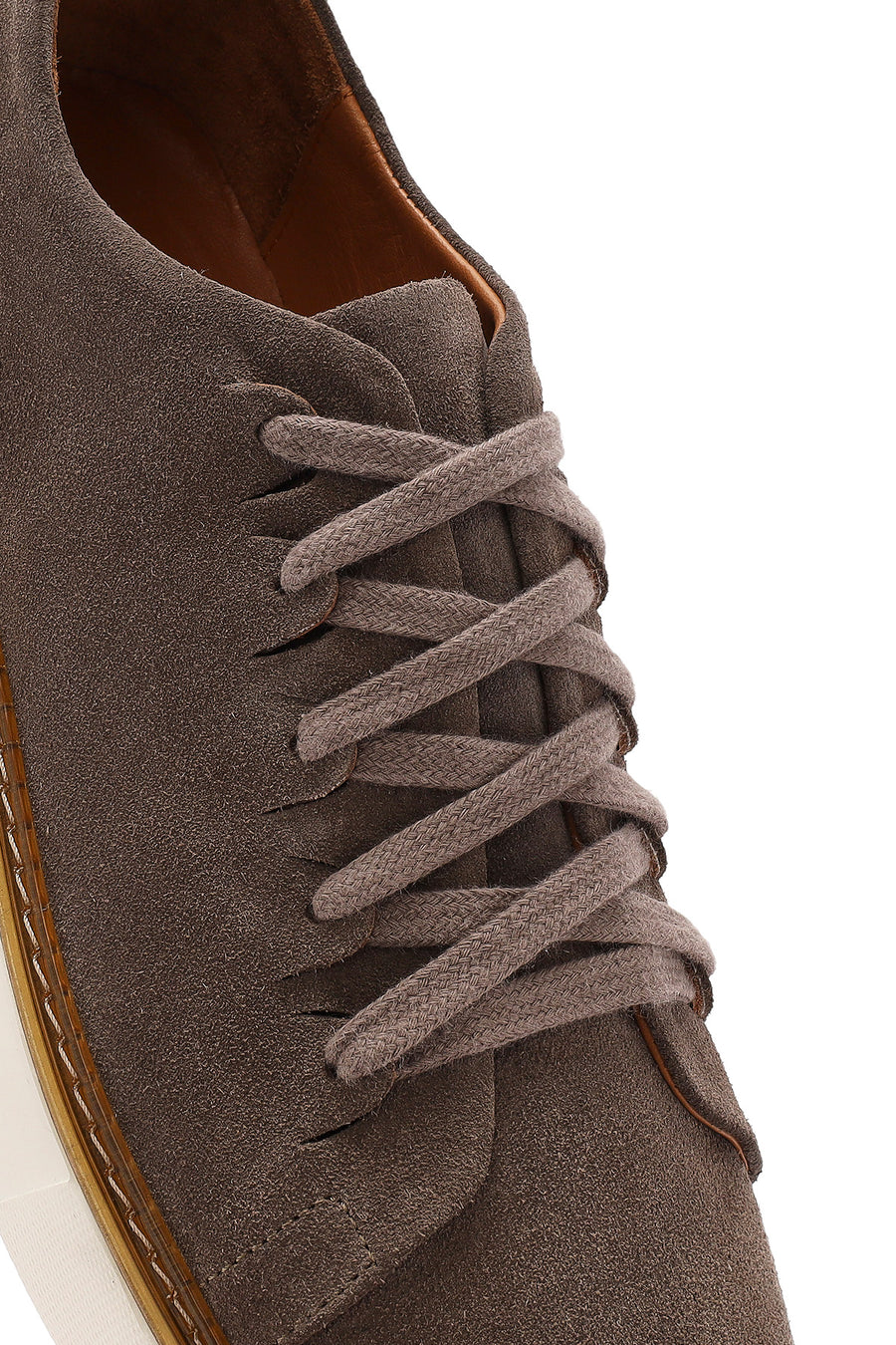 Men's Mink Lace-Up Thick Soled Suede Leather Sneaker