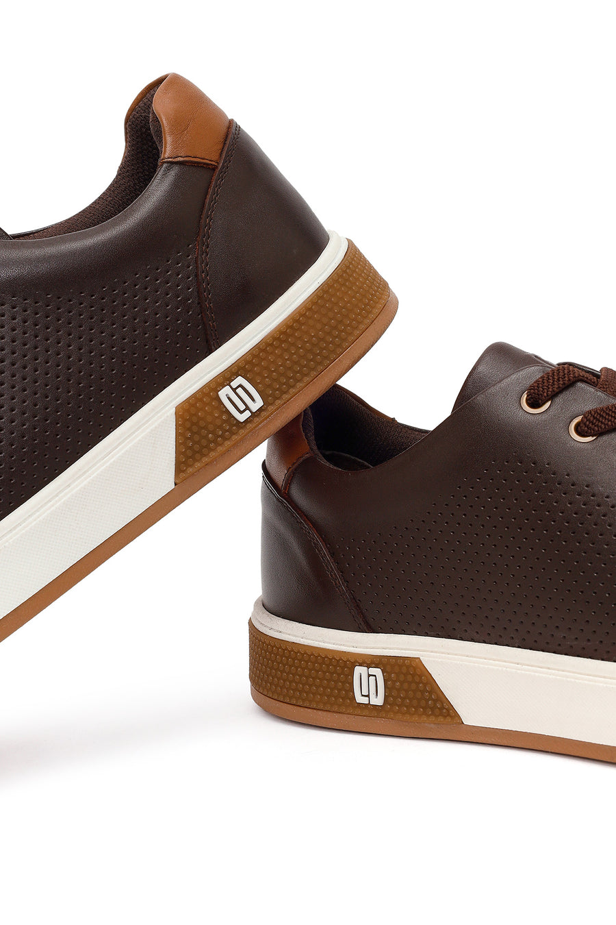 Erkek Kahverengi Bağcıklı Deri Sneaker