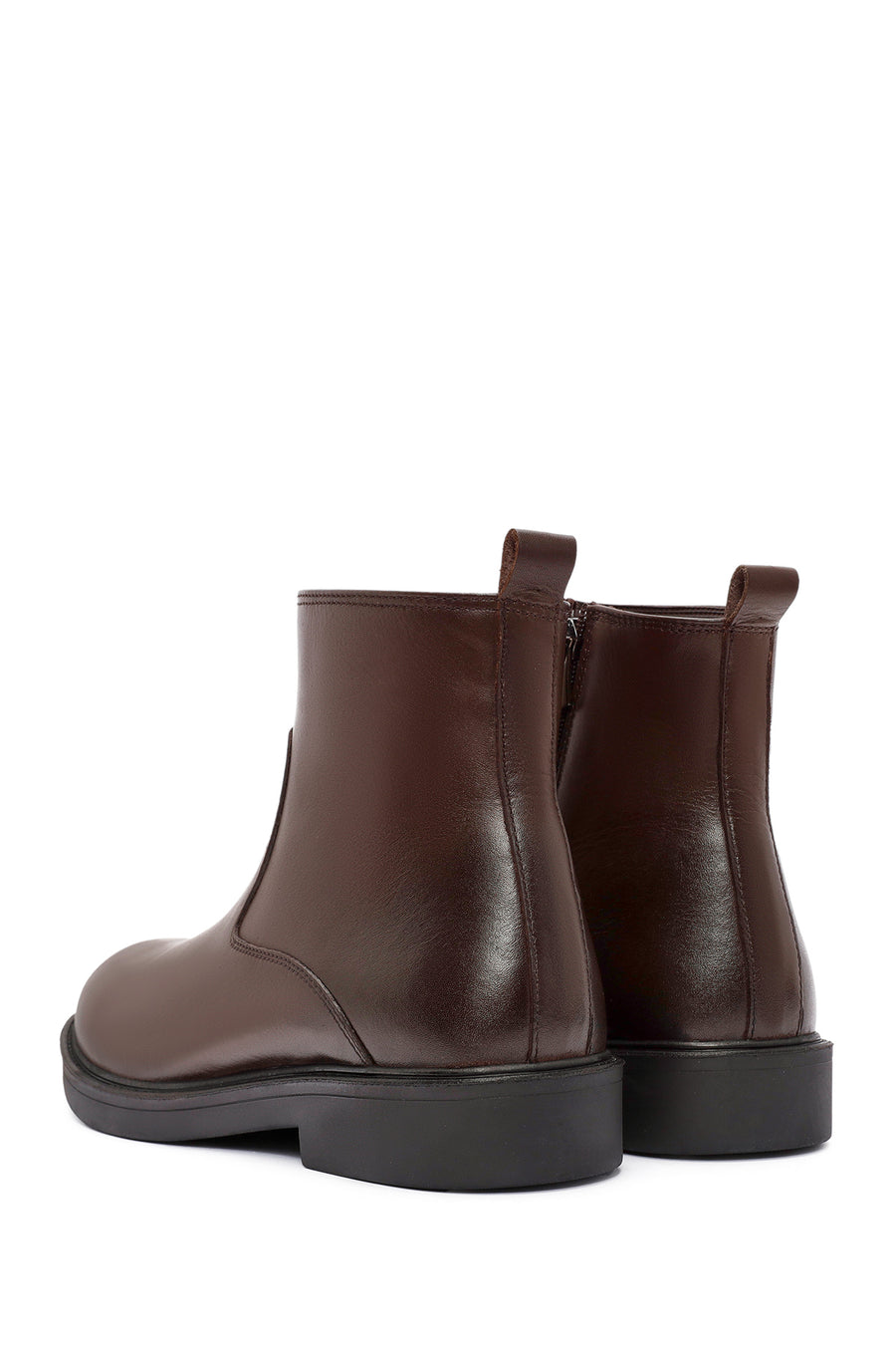 Men's Brown Zippered Leather Casual Boots