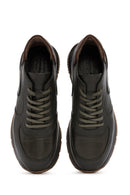 Erkek Yeşil Bağcıklı Deri Casual Sneaker | Derimod