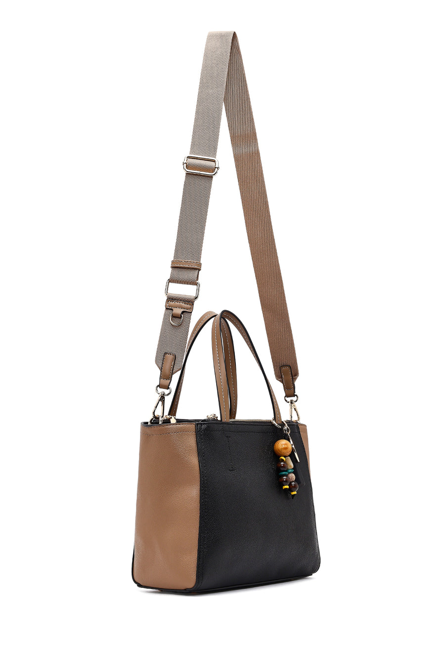 Women's Black Long Strap Charm Shoulder Bag