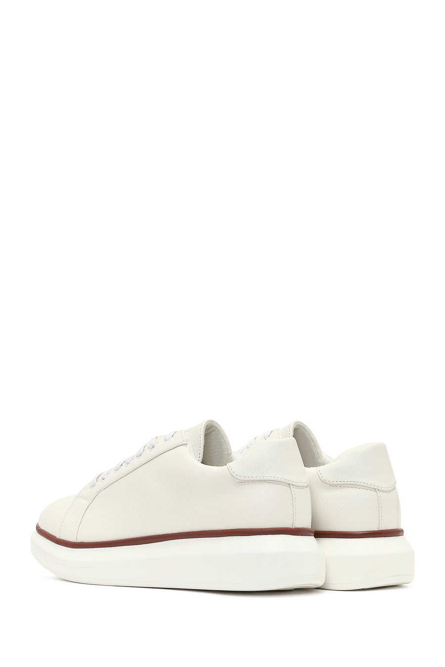 Men's White Lace-Up Thick-Soled Sneaker