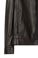 Mane Male Black Mandarin Collar Leather Jacket | Derimod