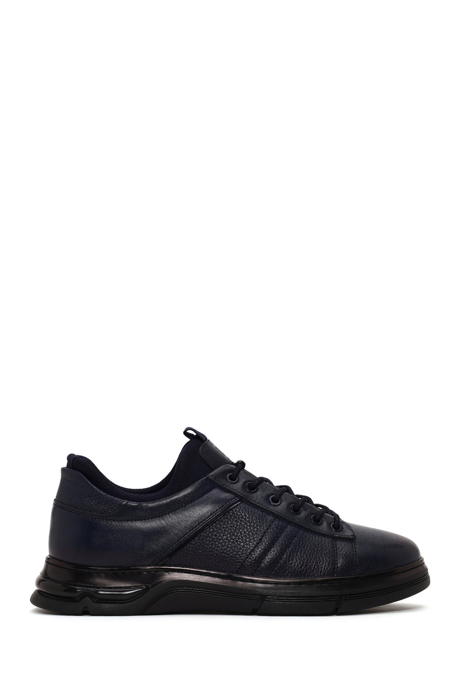 Male Navy Blue Lace-Up Leather Sneaker WM720011DF | Derimod