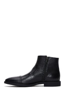 Men's Black Leather Classic Zipper Boots | Derimod
