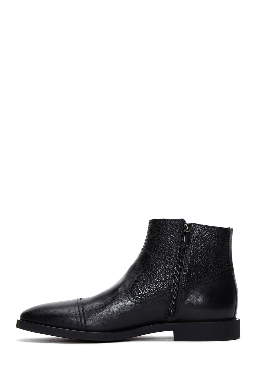 Men's Black Leather Classic Zipper Boots