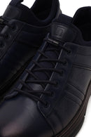 Male Navy Blue Lace-Up Leather Sneaker | Derimod