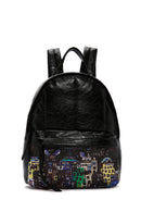 Women's Black Printed Backpack | Derimod