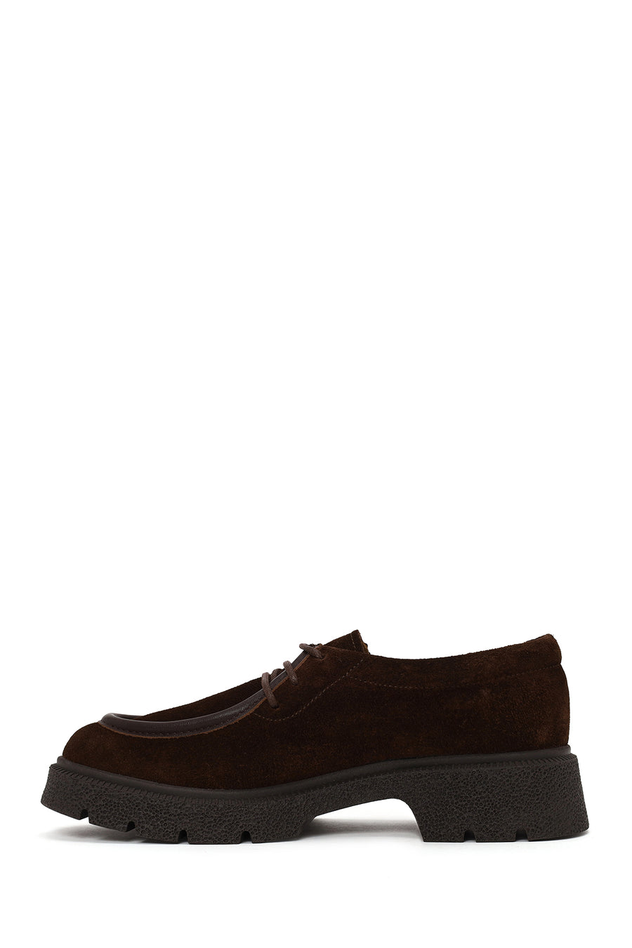 Woman Brown Lace-Up Thick-Soled Suede Casual Shoes
