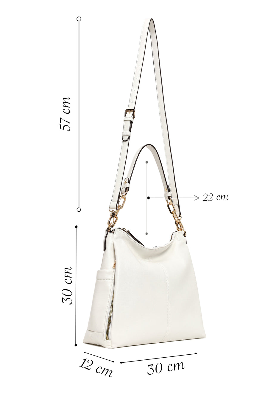 Woman Cream Long-Strap Shoulder Bag
