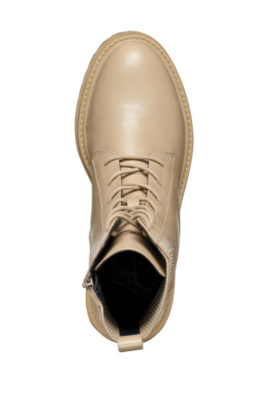 
Geox Women Beige Iridea Lace-Up Zippered Leather Combat Boot
