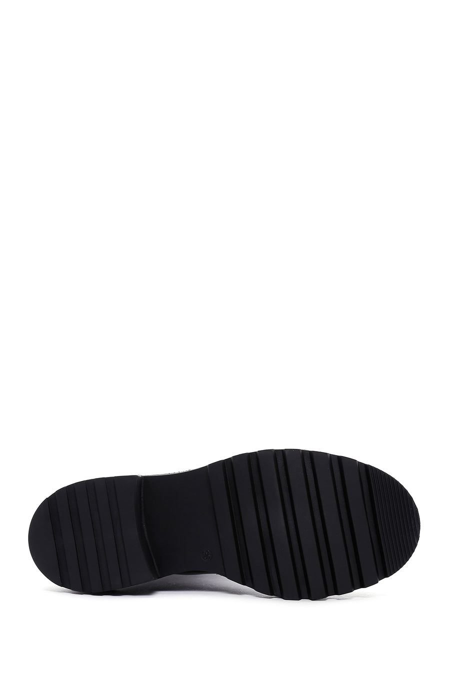 Women's Black Thick Soled Casual Leather Boots