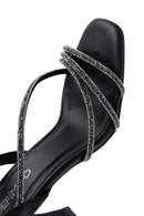 Women's Black Stone Evening Dress Thin Heel Sandals | Derimod