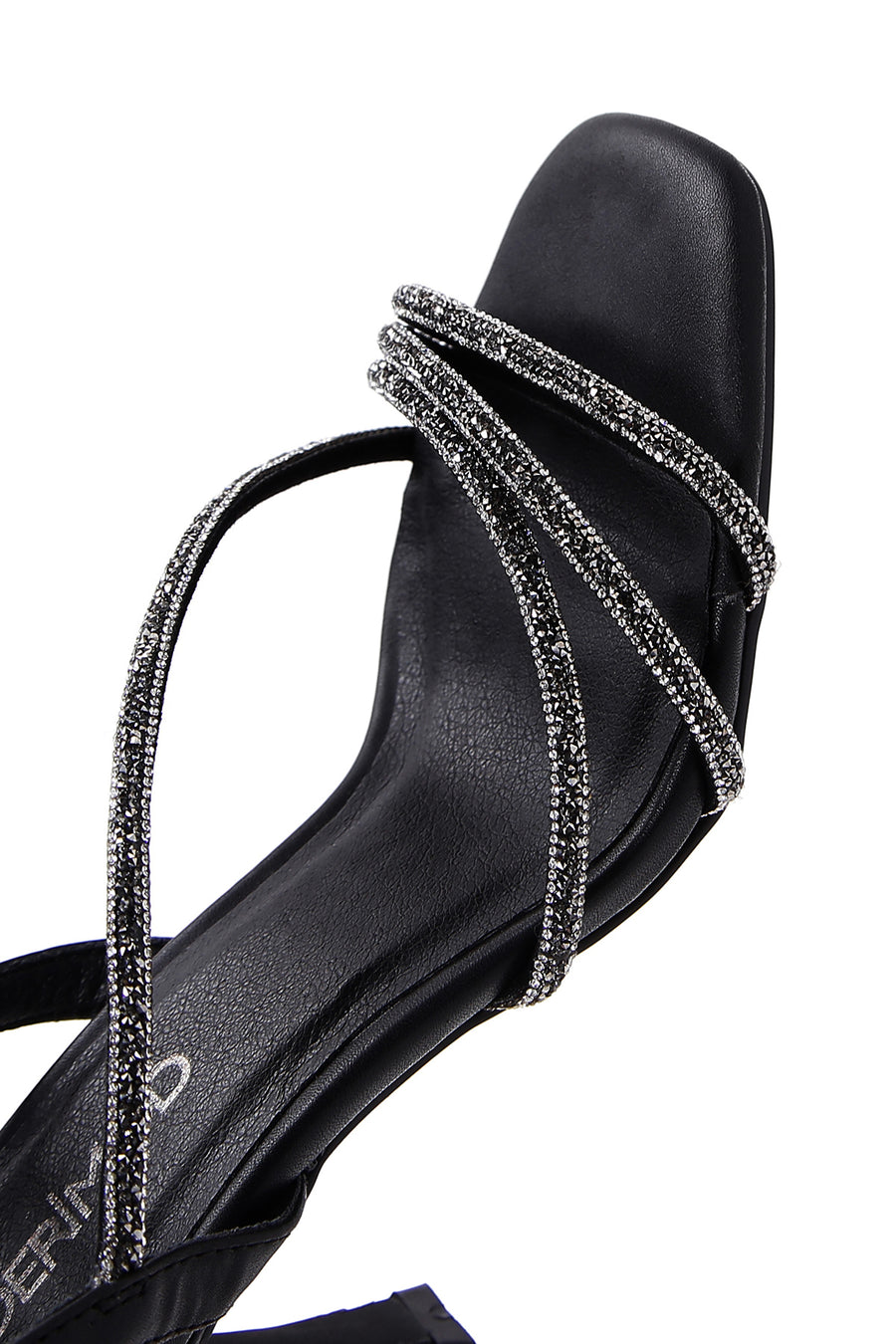 Women's Black Stone Evening Dress Thin Heel Sandals