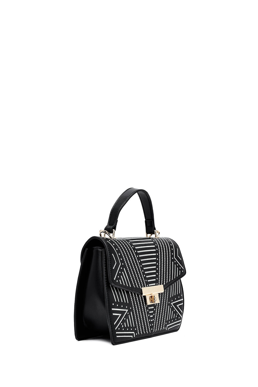 Women's Black Printed Long Shoulder Bag