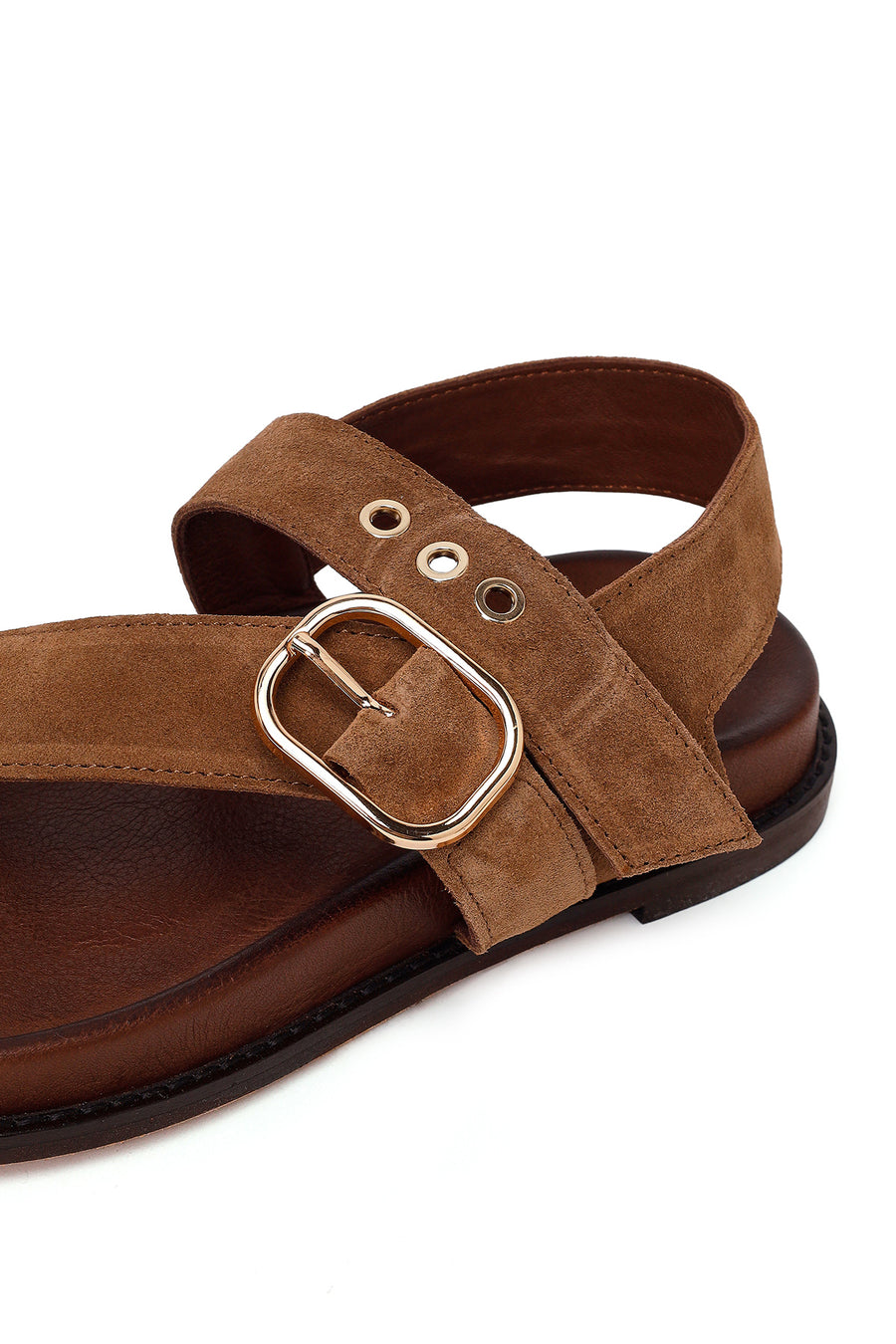 Woman Tan Suede Toe-Post Sandal