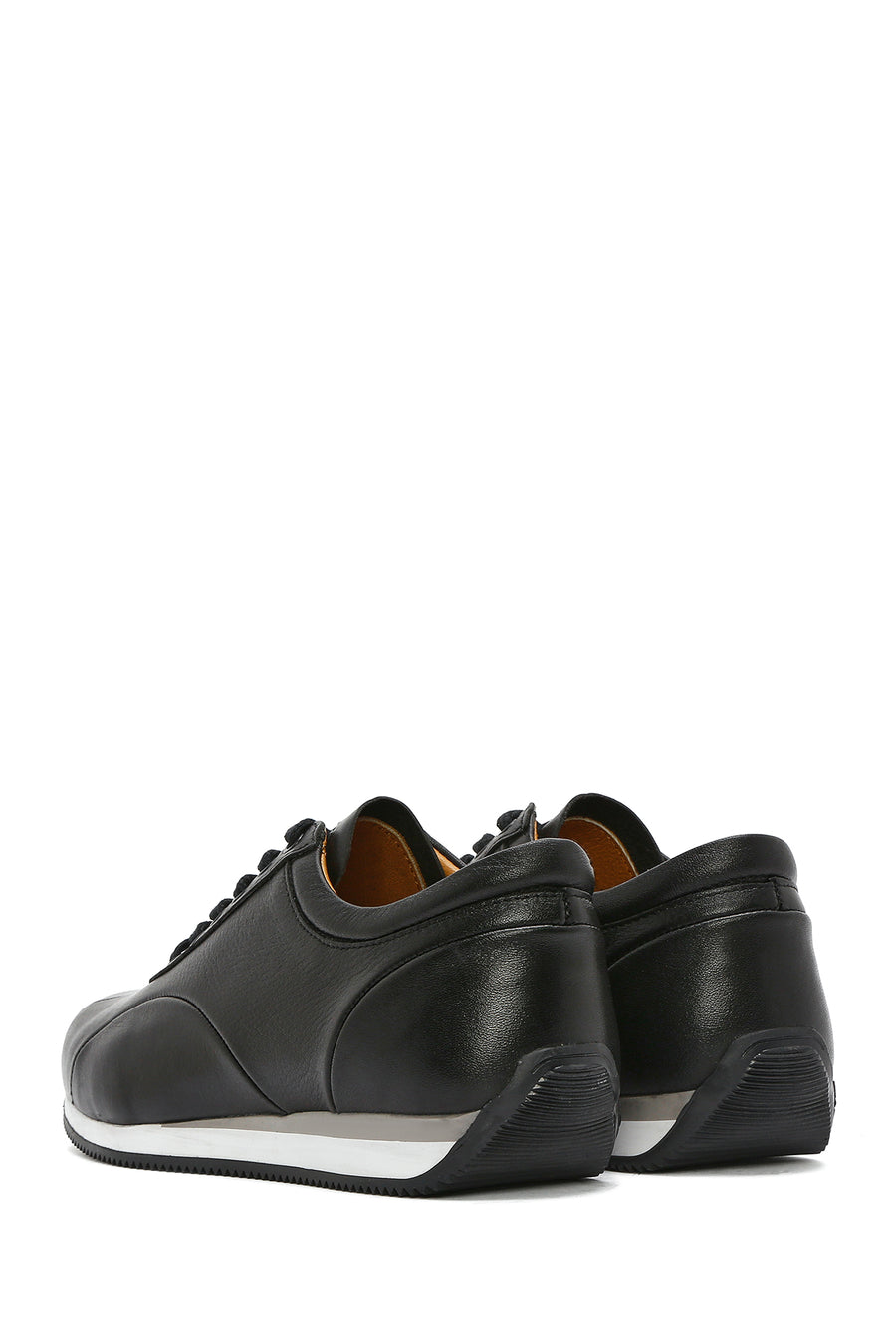 Men's Black Lace-Up Leather Casual Sneaker