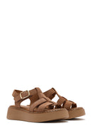 Women's Dark Powder Pink Ankle Buckle Chunky Sole Suede Leather Comfort Sandals | Derimod