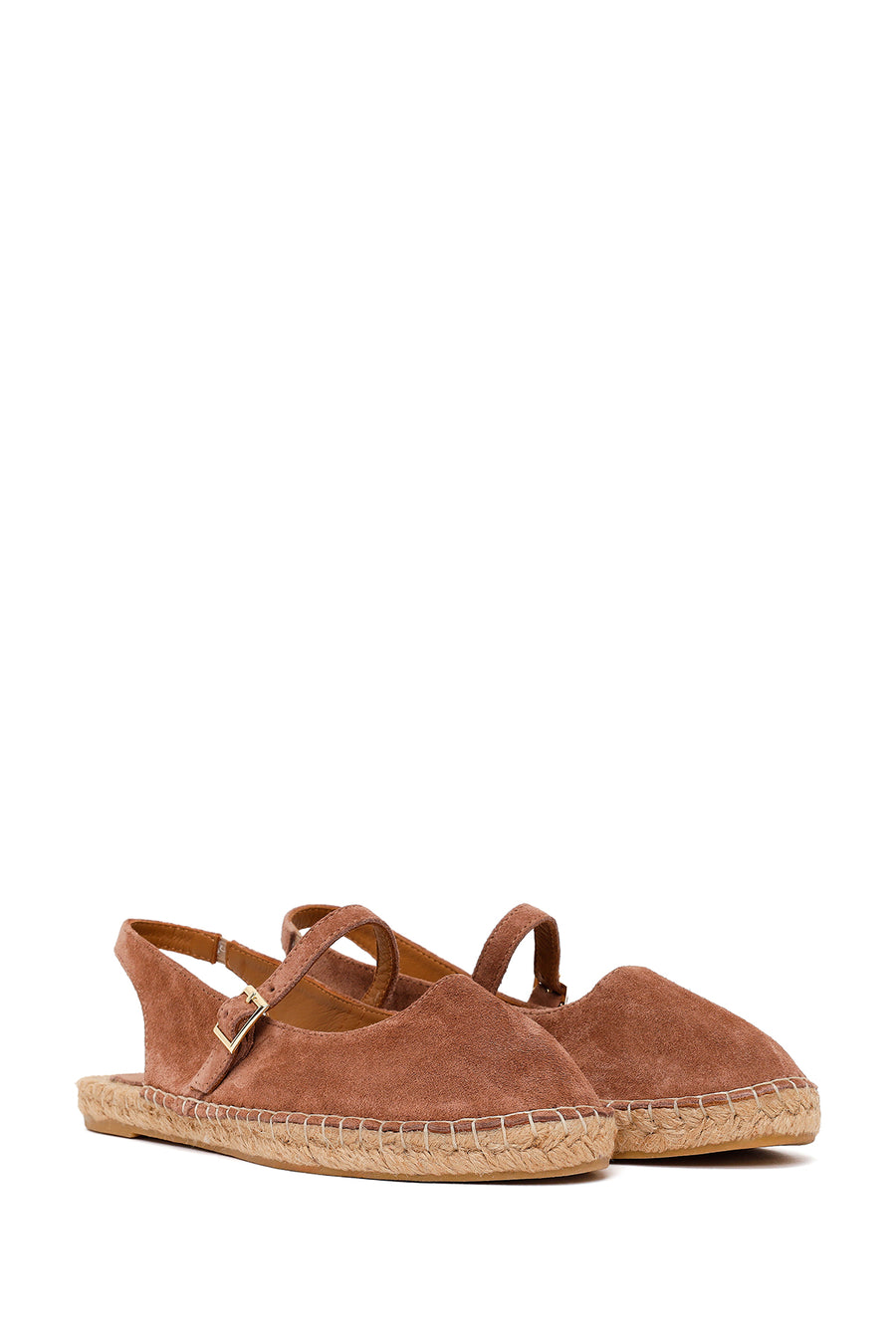 Woman Dark Powder Buckled Suede Espadrilles