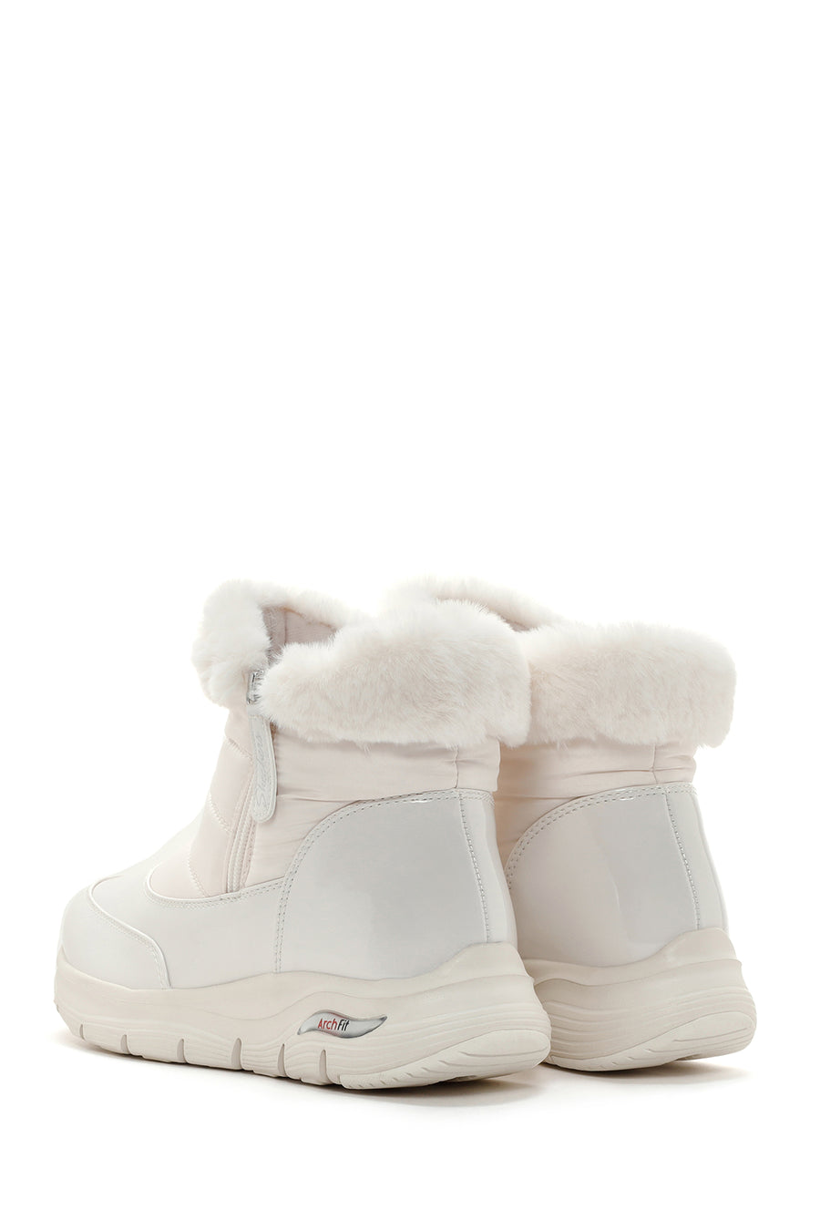 Skechers Women's White Arch Fit Smooth - Cool Puff Patent Leather Thick Soled Boots