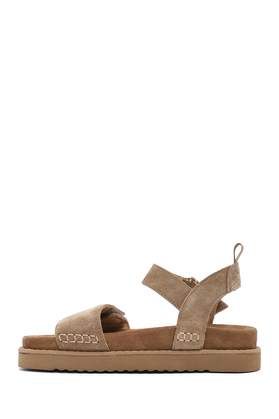 Women's Brown Strappy Thick Soled Suede Leather Sandals