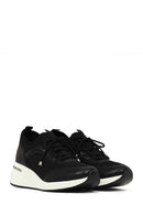 Women's Black Lace-Up Wedge Heel Sneakers | Derimod