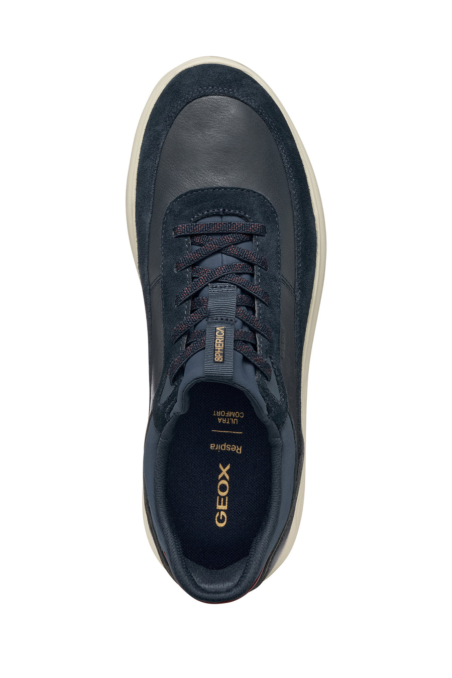 Geox Men Navy U Spherica Plus A - Nappa+Suede Lace-Up Thick-Soled Suede Sneaker