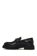Men's Black Buckled Thick-Soled Leather Loafer | Derimod