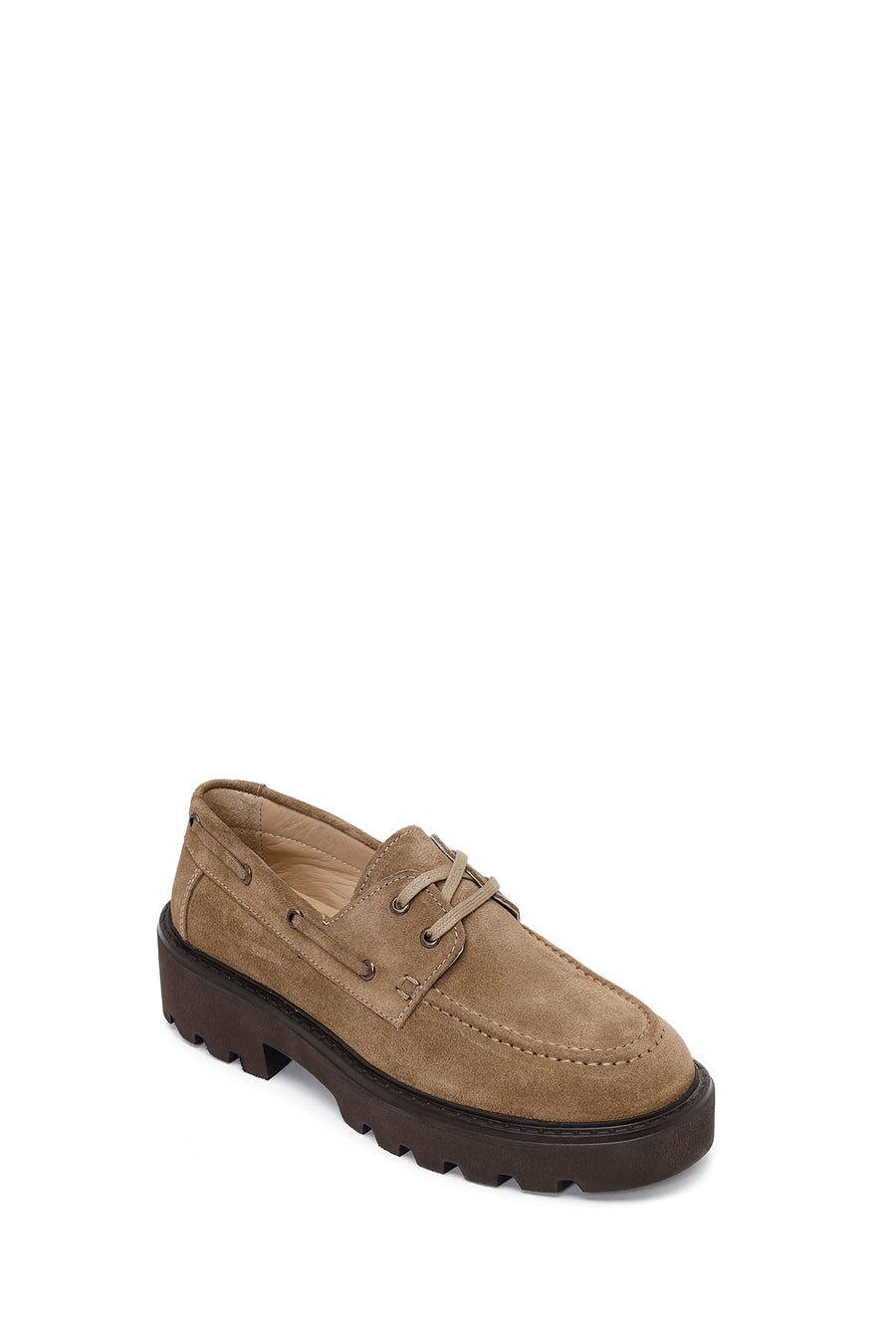 Woman Walnut Lace-Up Thick-Soled Suede Casual Shoes