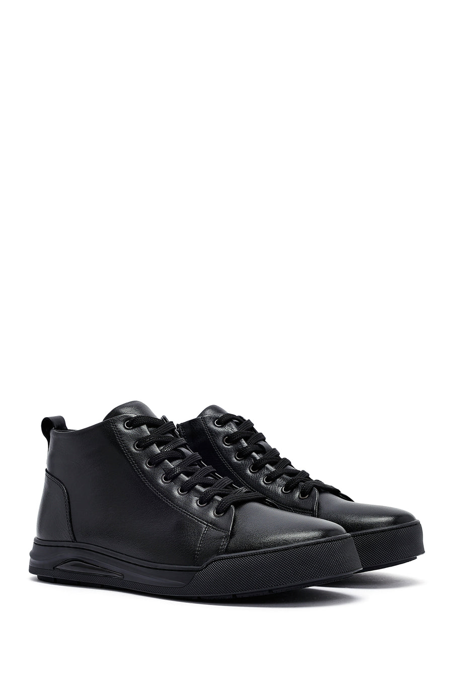 Male Black Zip Closure Leather Sport Boots