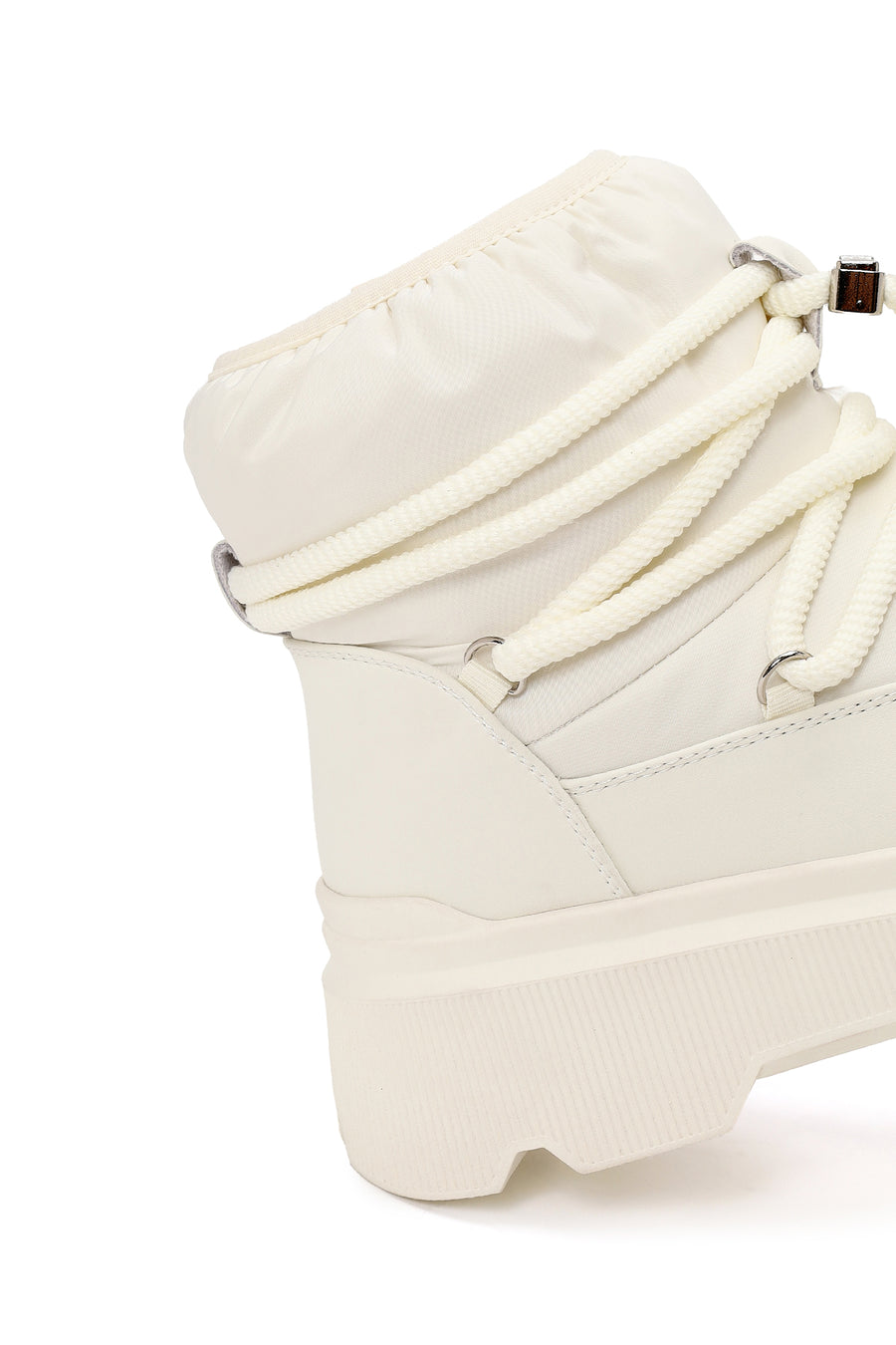 Woman Beige Lace-up Thick-soled Boots