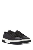 Male Black Lace-Up Thick-Soled Leather Sneaker | Derimod