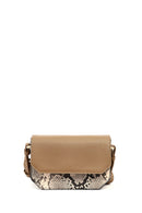 Women's Beige Long Strap Patterned Crossbody Bag | Derimod