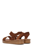 Women's Tan Suede Leather Comfort Sandals | Derimod
