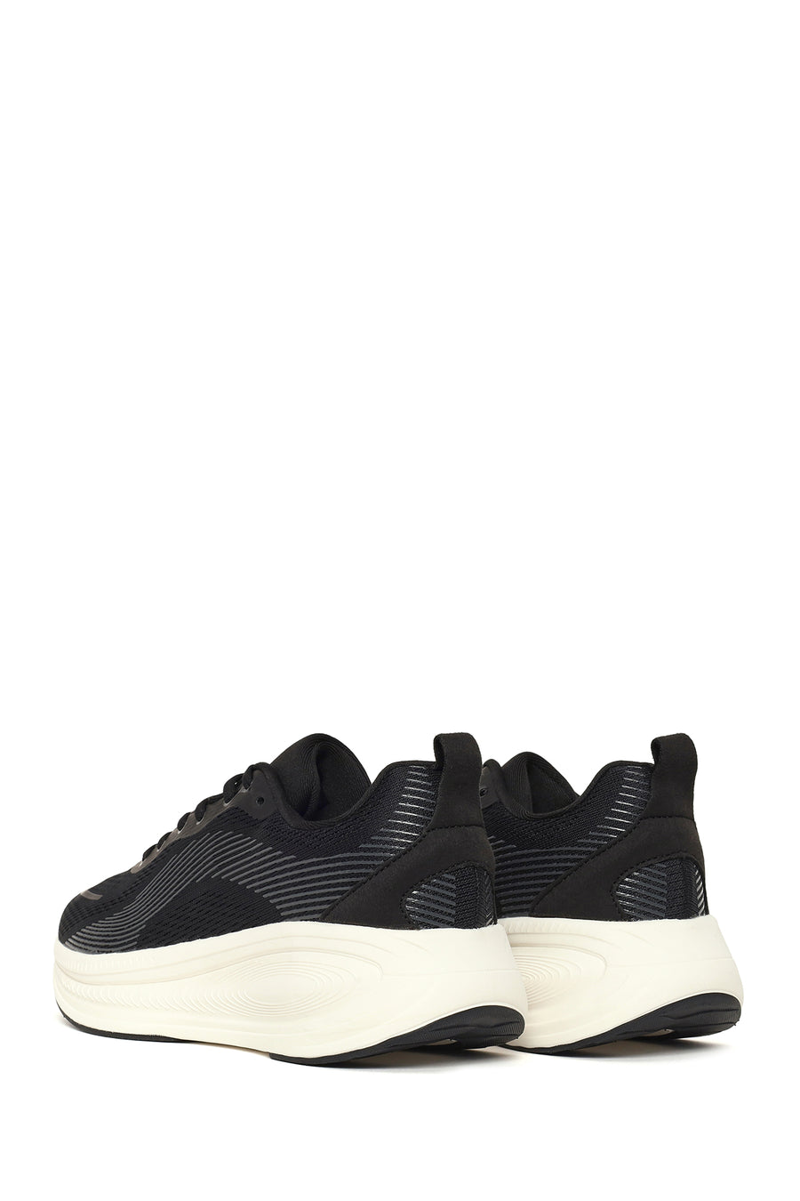 Derimod Zero Woman Black Lace-Up Thick-Soled Fabric Sneakers