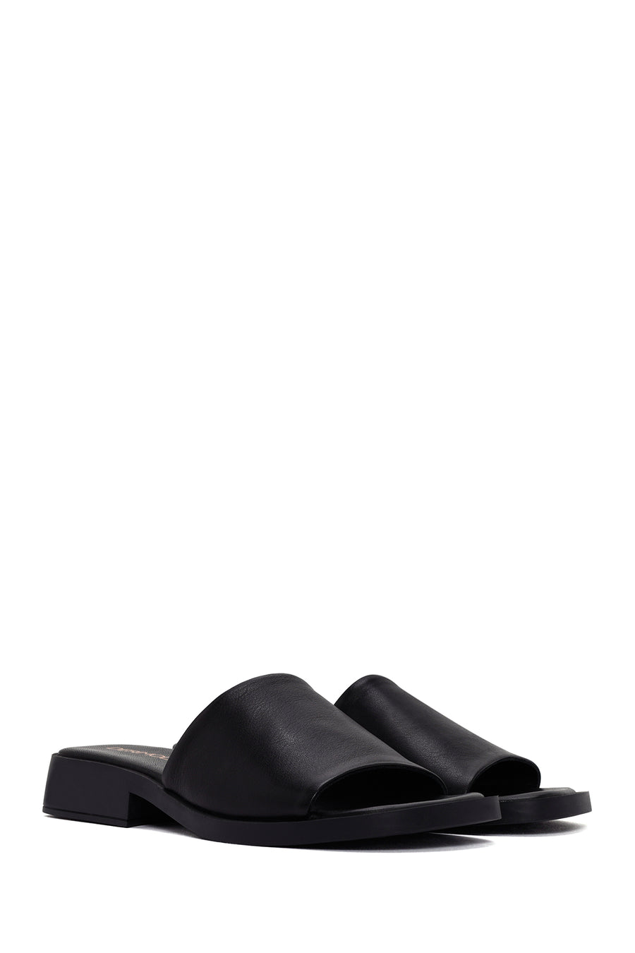 Women's Black Leather Slippers