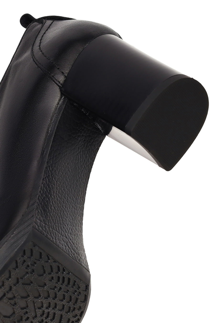 Women's Black Thick Heeled Leather Boots