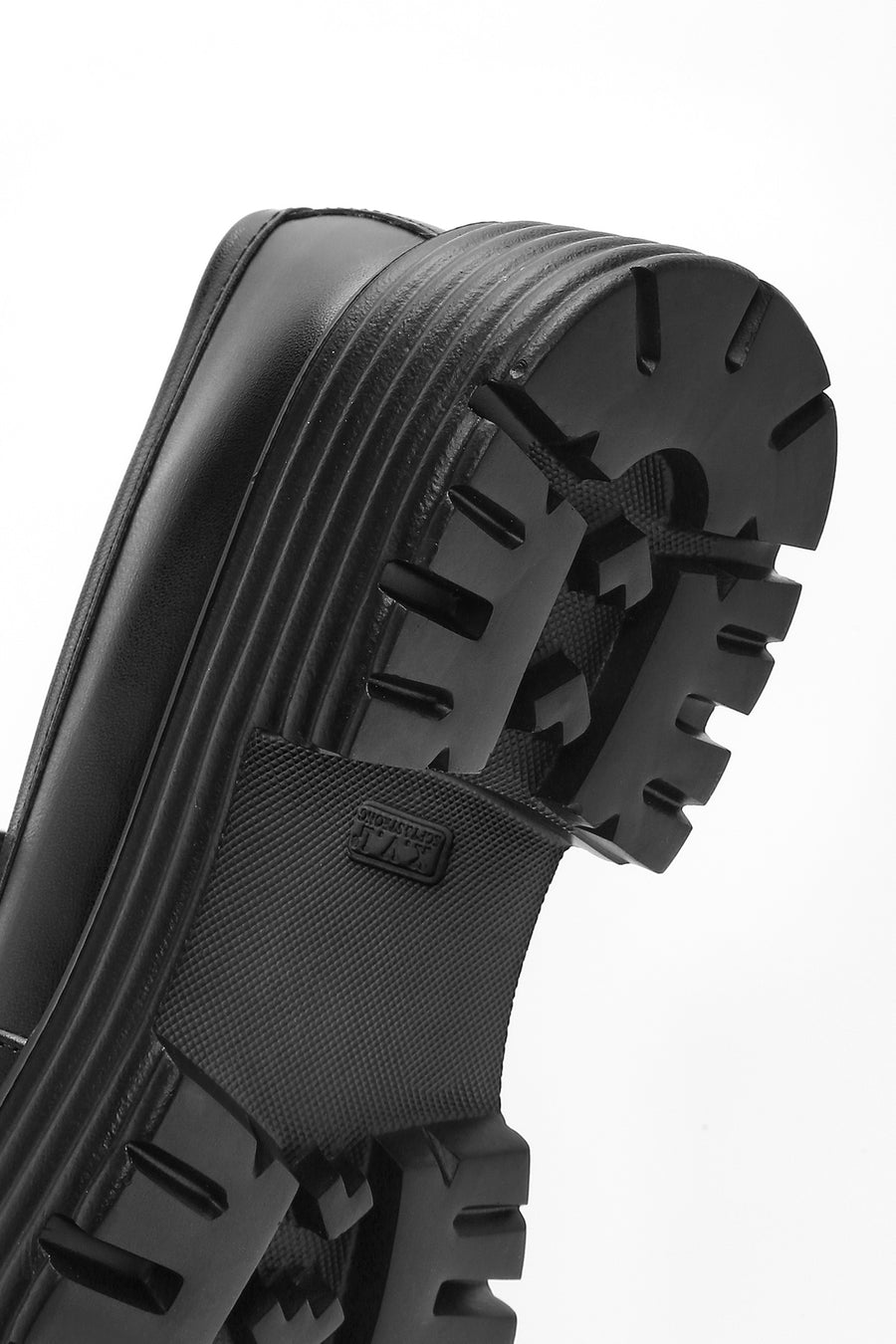 Women's Black Thick Soled Masculine Loafer
