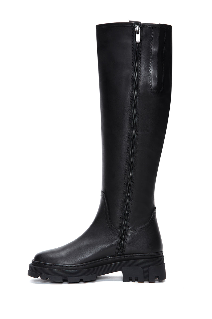 Women's Black Zippered Leather Boots