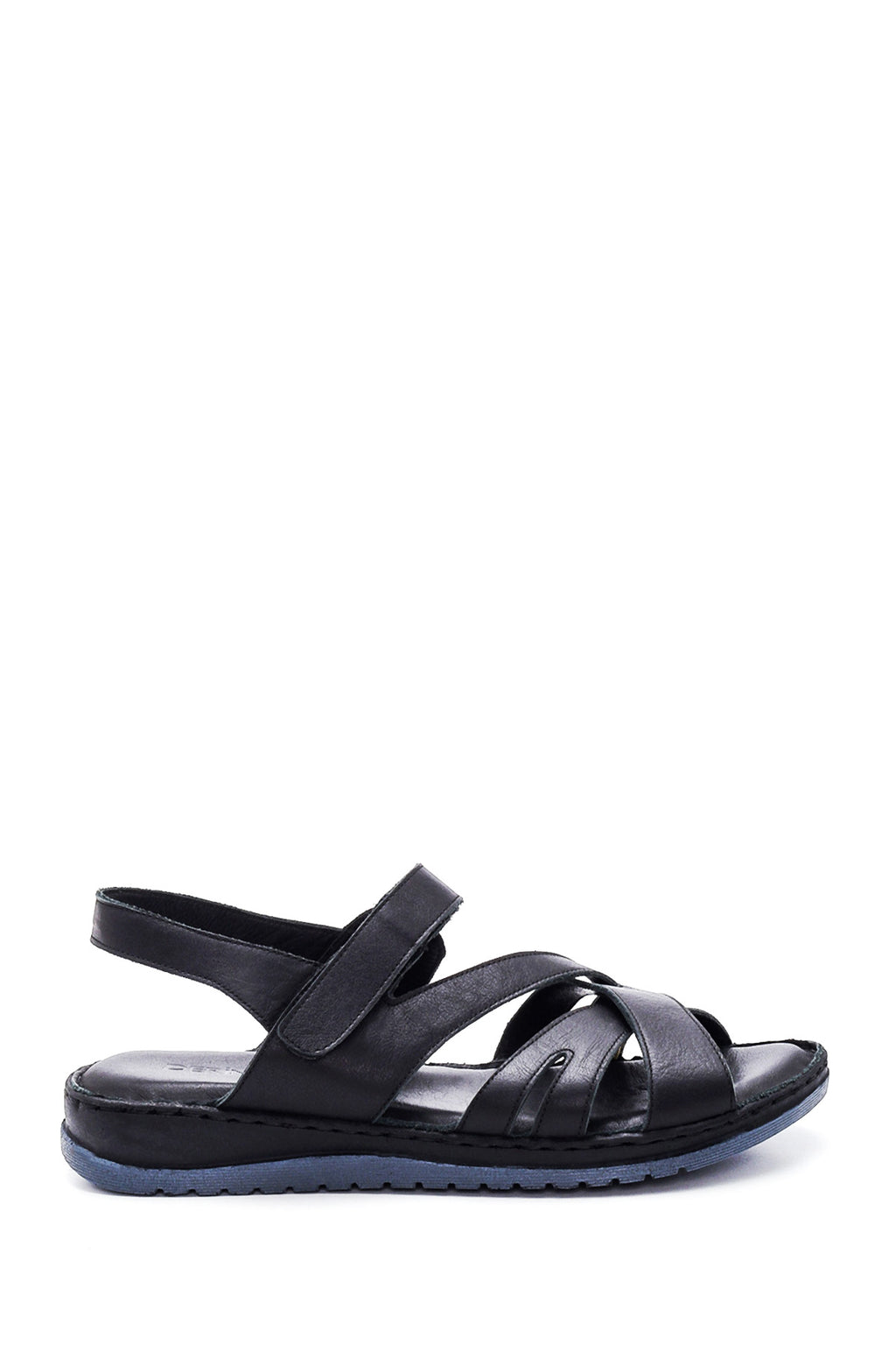 Kadın Siyah Deri Comfort Sandalet